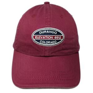Fahrenheit Red Baseball Cap OS Durango Colorado Elevation 6512 Slideback Hat